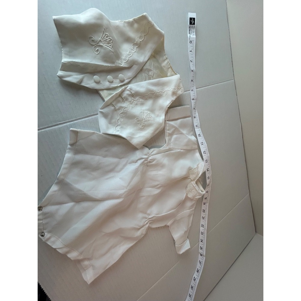 Vintage Baby Nylon White Layette 2pc Set Jumper & Vest NB